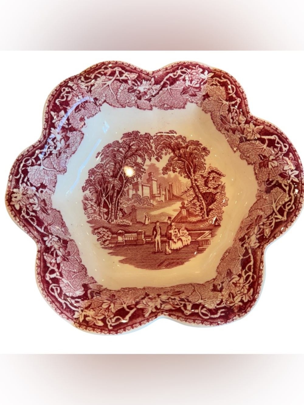 Mason Vista Transferware Bowl in Red and Cream